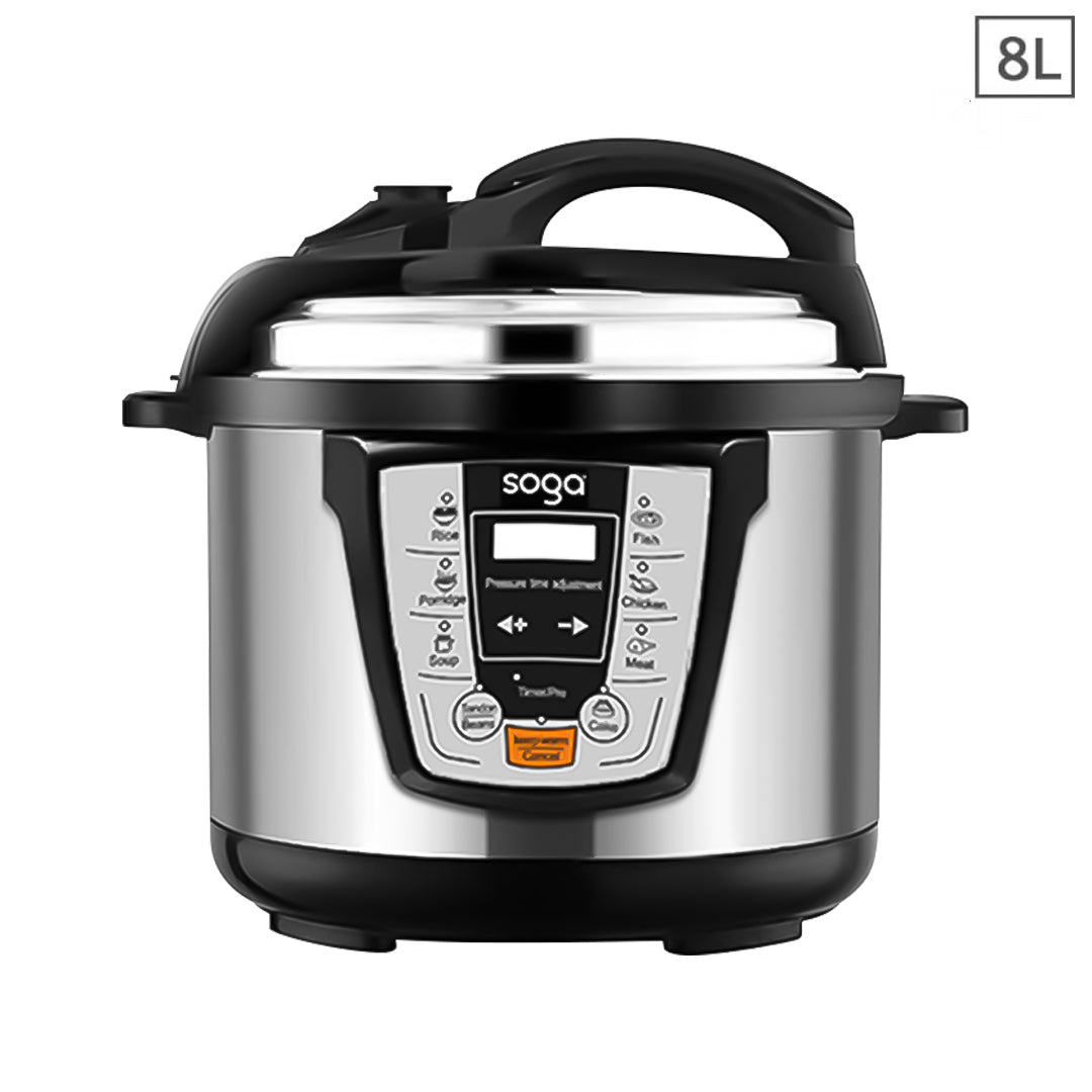 SOGA Electric Stainless Steel Pressure Cooker 8L 1600W Multicooker 16 • LUZ-16ElectricPressureCooker8L