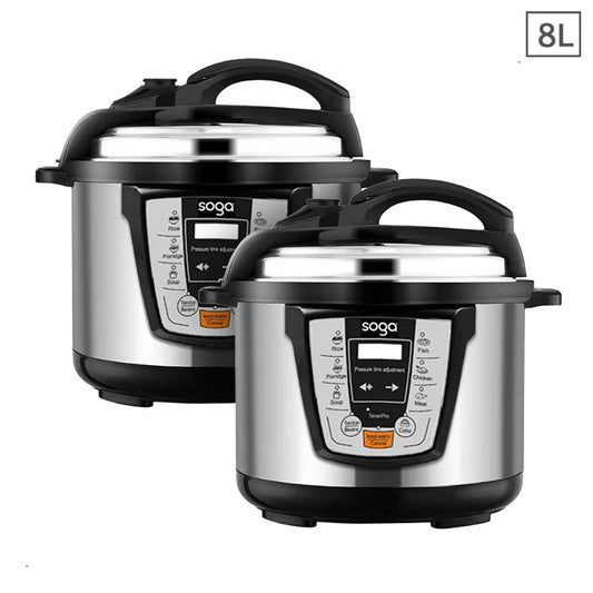 SOGA 2X Electric Stainless Steel Pressure Cooker 8L 1600W Multicooker 16 • LUZ-16ElectricPressureCooker8LX2