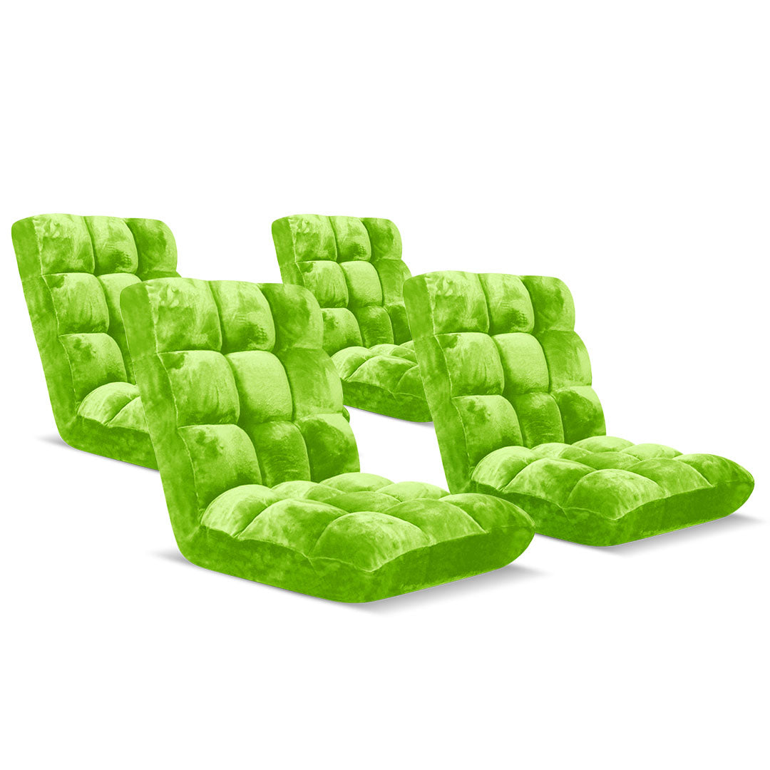 SOGA 4X Floor Recliner Folding Lounge Sofa Futon Couch Folding Chair Cushion Green • LUZ-LoungeChairGreenX4