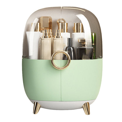SOGA Green Transparent Countertop Makeup Organiser Cosmetic Storage Waterproof Dustproof Bathroom Skincare Holder with Lid • LUZ-BathF904