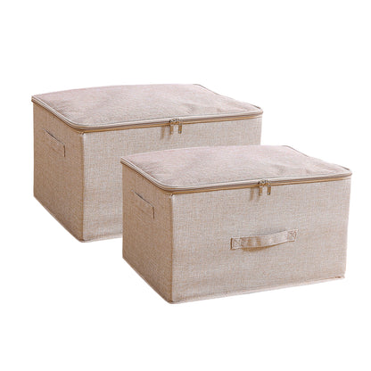 SOGA 2X Beige Large Portable Double Zipper Storage Box Moisture Proof Clothes Basket Foldable Home Organiser • LUZ-SBox024X2