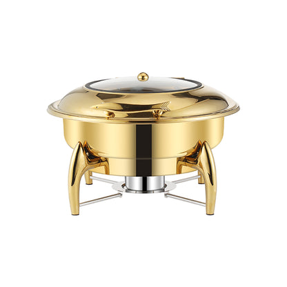 SOGA Gold Plated Stainless Steel Round Chafing Dish Tray Buffet Cater Food Warmer Chafer with Top Lid • LUZ-ChafingDish293