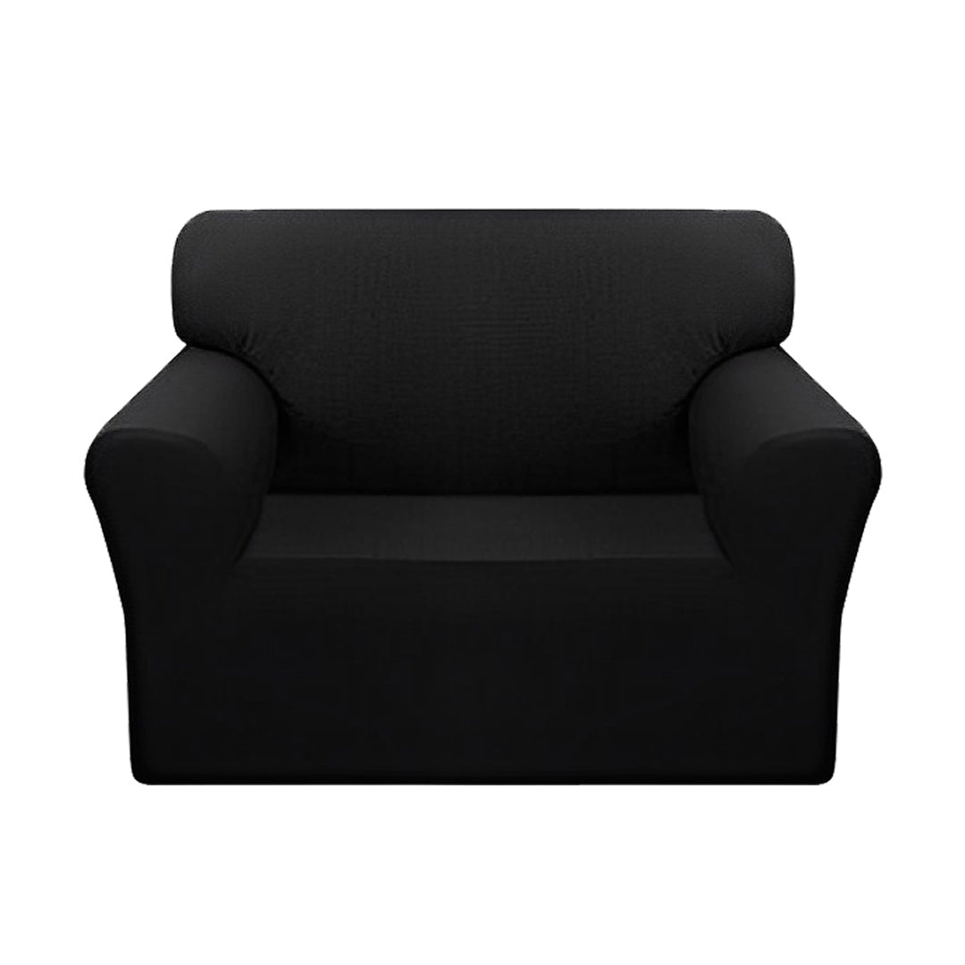 SOGA 1-Seater Black Sofa Cover Couch Protector High Stretch Lounge Slipcover Home Decor • LUZ-SofaCov201