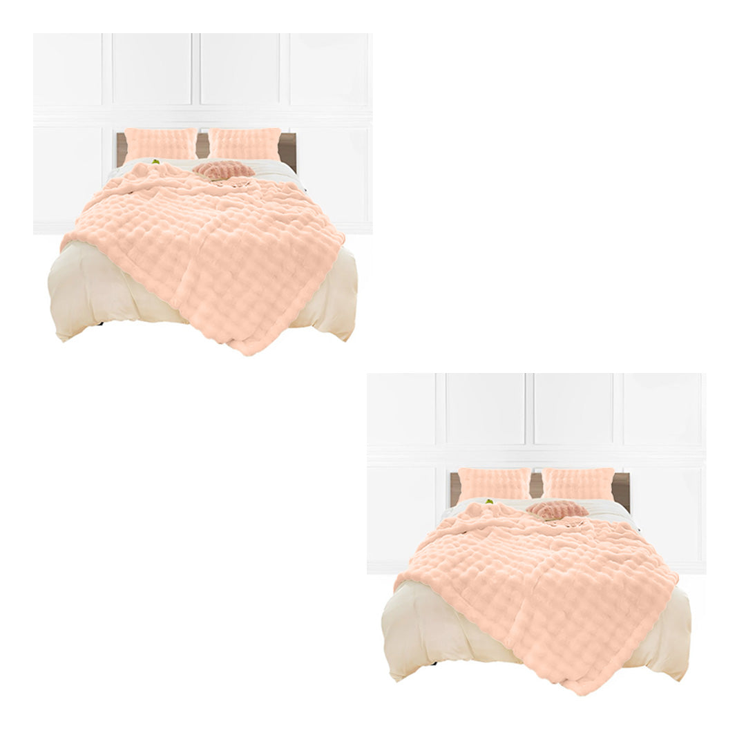 SOGA 2X 60X200cm Throw Blanket Pink Double Layer Rabbit Fur Cozy Comfort with Stylish Decor • LUZ-BlanketFur344X2