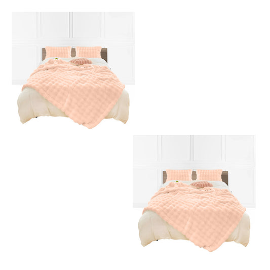 SOGA 2X 60X200cm Throw Blanket Pink Double Layer Rabbit Fur Cozy Comfort with Stylish Decor • LUZ-BlanketFur344X2
