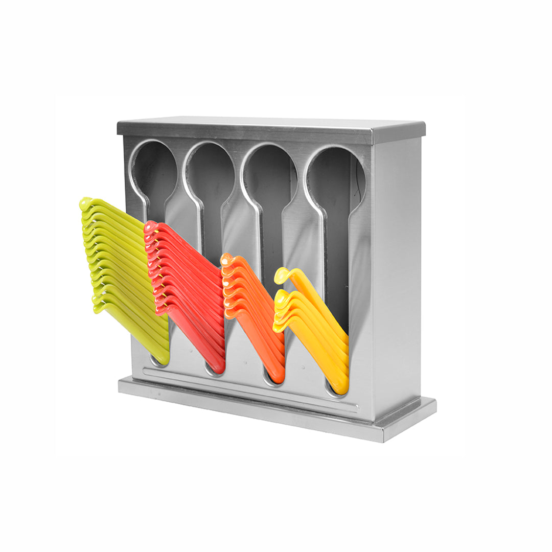SOGA Stainless Steel Buffet Restaurant Spoon Utensil Holder Storage Rack 4 Holes • LUZ-CutleryHolder4631