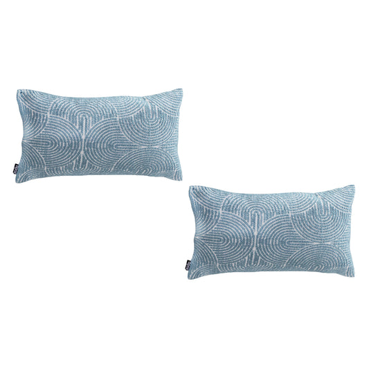 SOGA 2X 35cm Blue Throw Pillow Geometric Indoor and Outdoor Corded for Home Decor • LUZ-FrenchCushion320X2