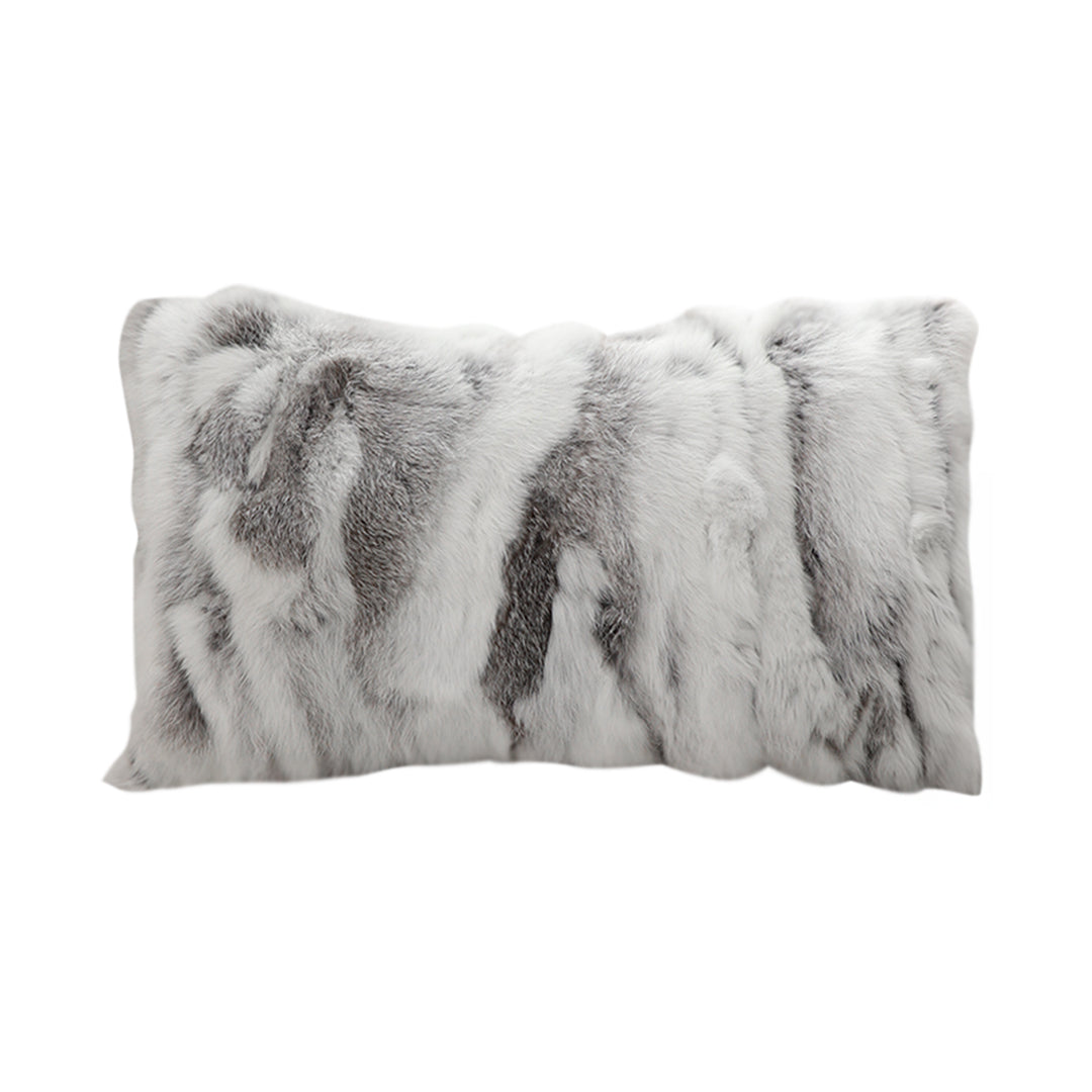 SOGA 30cm Throw Pillow Floral Gray Rabbit Fur Lumbar Warm Cozy Decorative Cushion Home Decor • LUZ-FrenchCushion311