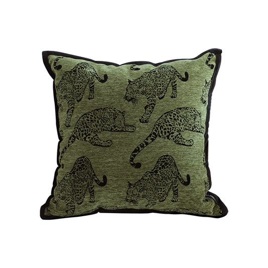 SOGA 40cm Throw Pillow Green Leopard Square Retro Decorative Cushion for Living Room • LUZ-FrenchCushion297