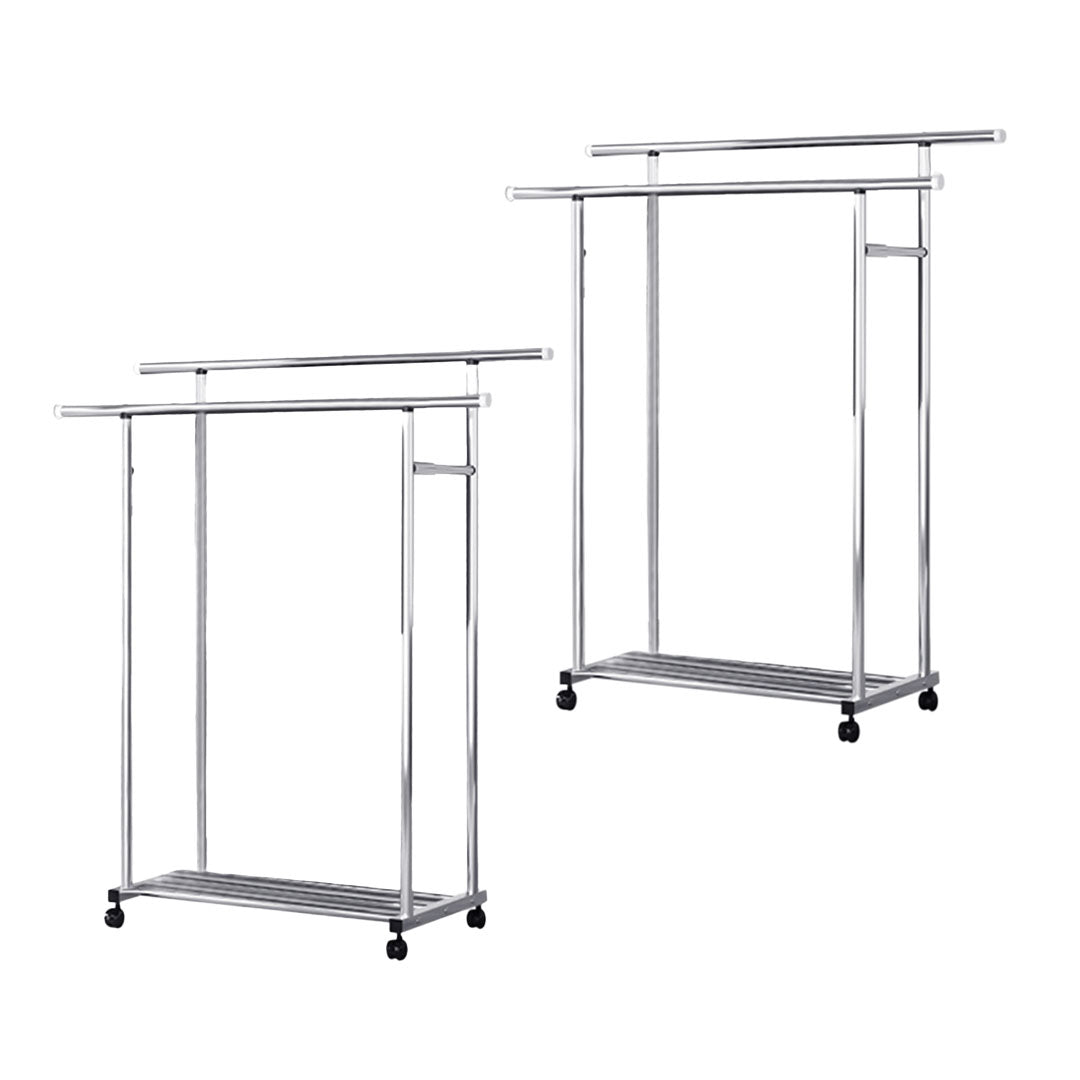 SOGA 2X 120cm Stainless Steel Floor-Standing Clothes Rack - Durable and Space-Saving Laundry Organizer • LUZ-BSXG2528X2
