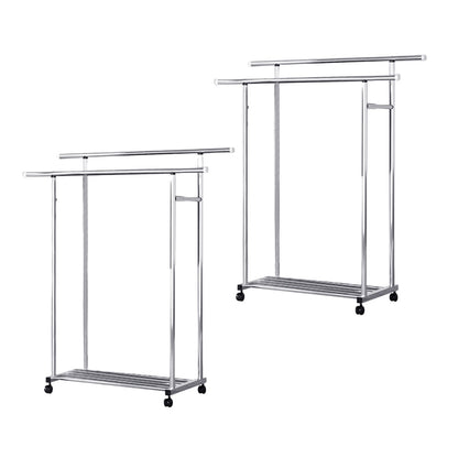 SOGA 2X 120cm Stainless Steel Floor-Standing Clothes Rack - Durable and Space-Saving Laundry Organizer • LUZ-BSXG2528X2