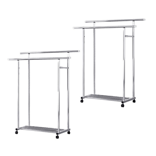 SOGA 2X 120cm Stainless Steel Floor-Standing Clothes Rack - Durable and Space-Saving Laundry Organizer • LUZ-BSXG2528X2