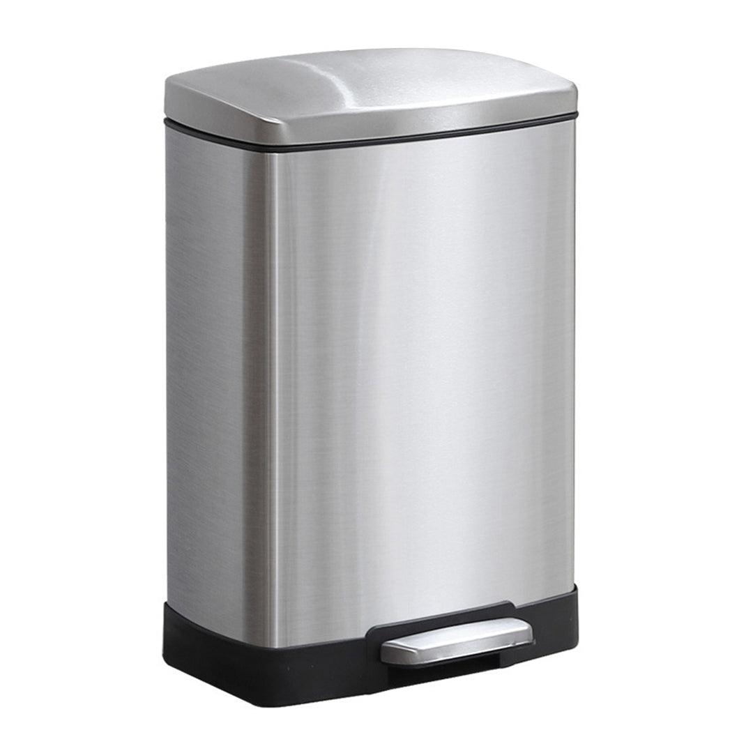 SOGA Foot Pedal Stainless Steel Rubbish Recycling Garbage Waste Trash Bin Rectangular Shape 12L Silver • LUZ-RubbishBinU12L05