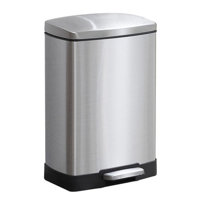 SOGA Foot Pedal Stainless Steel Rubbish Recycling Garbage Waste Trash Bin Rectangular Shape 12L Silver • LUZ-RubbishBinU12L05