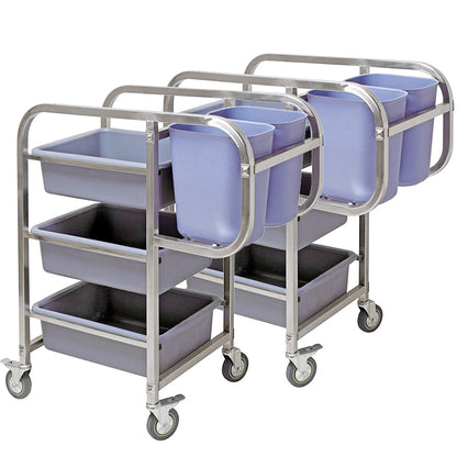SOGA 2X 3 Tier Food Trolley Food Waste Cart Five Buckets Kitchen Food Utility 82x43x92cm Square • LUZ-FoodCart1213X2