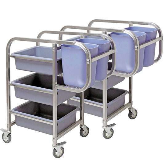 SOGA 2X 3 Tier Food Trolley Food Waste Cart Five Buckets Kitchen Food Utility 82x43x92cm Square • LUZ-FoodCart1213X2
