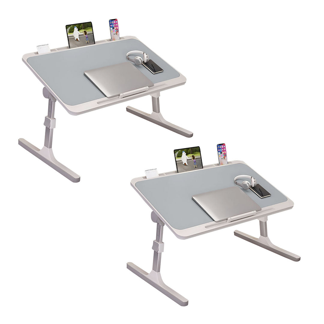 SOGA 2X 70X45cm Grey Small Laptop Bed Portable Foldable Study Table Adjustable • LUZ-BedTableA13X2