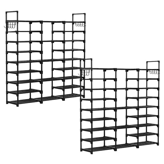 SOGA 2X 21-Shelf Tier Shoe Storage Shelf Space-Saving Caddy Rack Organiser with Handle • LUZ-Rack0006X2
