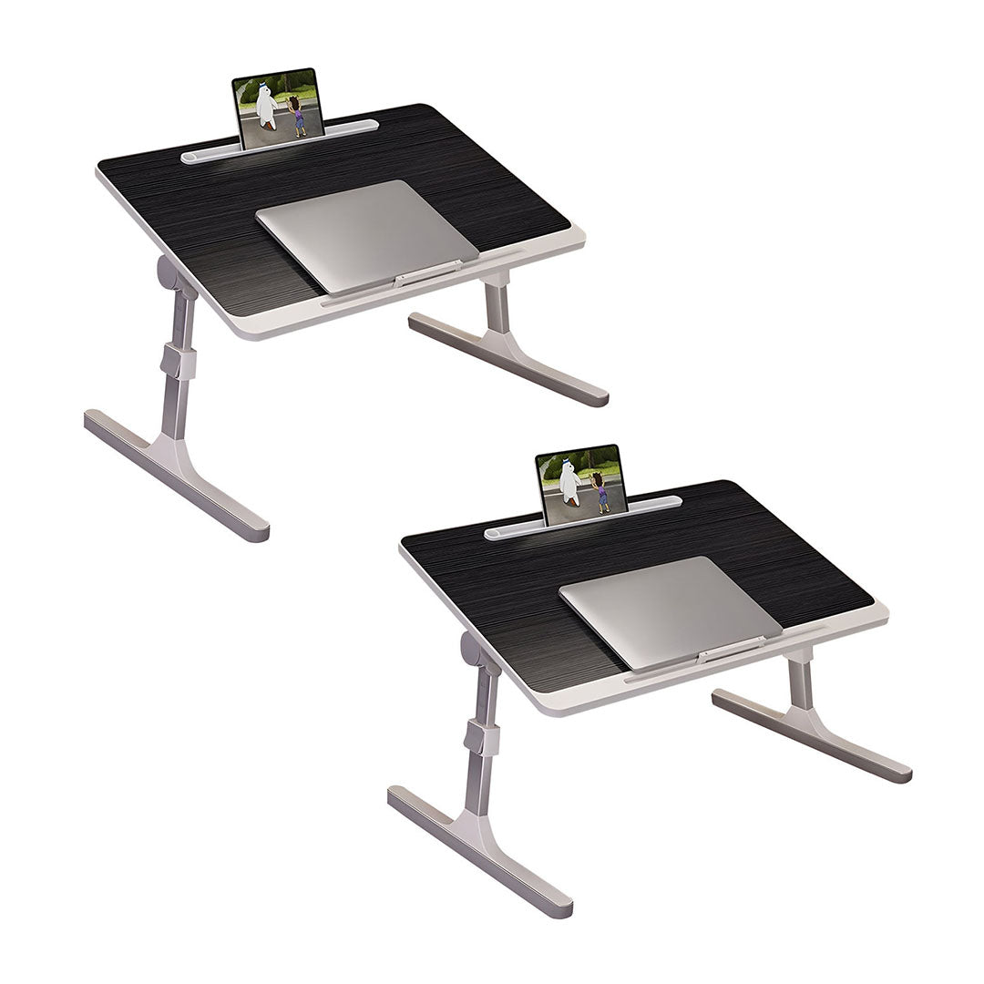 SOGA 2X 60X40cm Black Small Laptop Bed Portable Foldable Study Table Adjustable • LUZ-BedTableA12X2