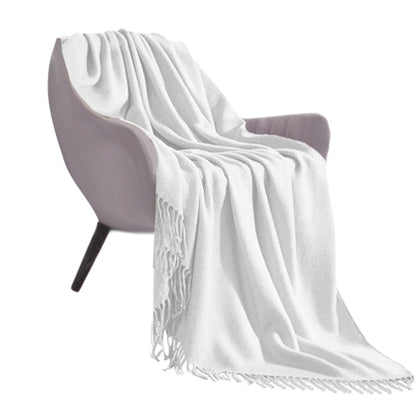 SOGA White Acrylic Knitted Throw Blanket Solid Fringed Warm Cozy Woven Cover Couch Bed Sofa Home Decor • LUZ-Blanket912