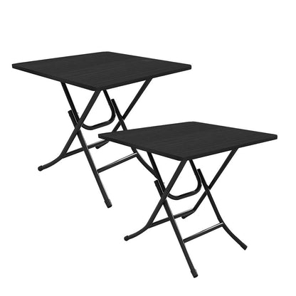 SOGA 2X Black Dining Table Portable Square Surface Space Saving Folding Desk with Lacquered Legs Home Decor • LUZ-Table1205AAX2