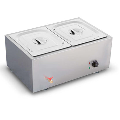 SOGA Stainless Steel 2 X 1/2 GN Pan Electric Bain-Marie Food Warmer with Lid • LUZ-FoodWarmer740