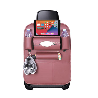SOGA PVC Leather Car Back Seat Storage Bag Multi-Pocket Organizer Backseat and iPad Mini Holder Coffee • LUZ-CarStorage1SeatBagCOF