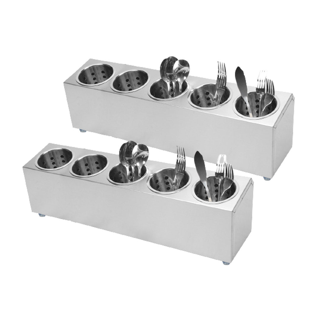 SOGA 2X 18/10 Stainless Steel Commercial Conical Utensils Cutlery Holder with 5 Holes • LUZ-CutleryHolder4603X2