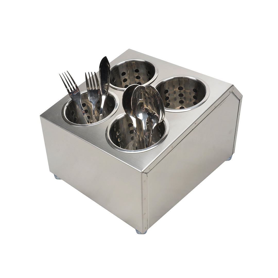 SOGA 18/10 Stainless Steel Commercial Conical Utensils Square Cutlery Holder with 4 Holes • LUZ-CutleryHolder4604