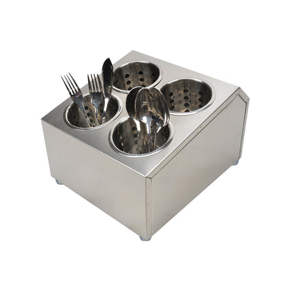 SOGA 18/10 Stainless Steel Commercial Conical Utensils Square Cutlery Holder with 4 Holes • LUZ-CutleryHolder4604