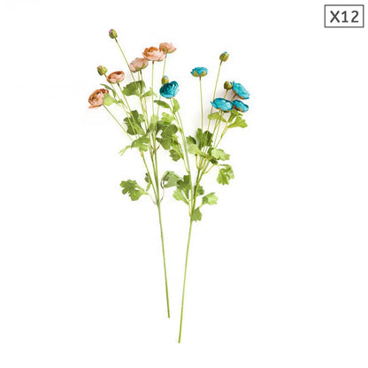 SOGA 12pcs Artificial Silk Flower Fake Rose Bouquet Table Decor Blue • LUZ-AFlower3H12Blue