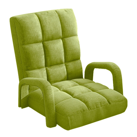 SOGA Foldable Lounge Cushion Adjustable Floor Lazy Recliner Chair with Armrest Yellow Green • LUZ-LoungeArmYellow