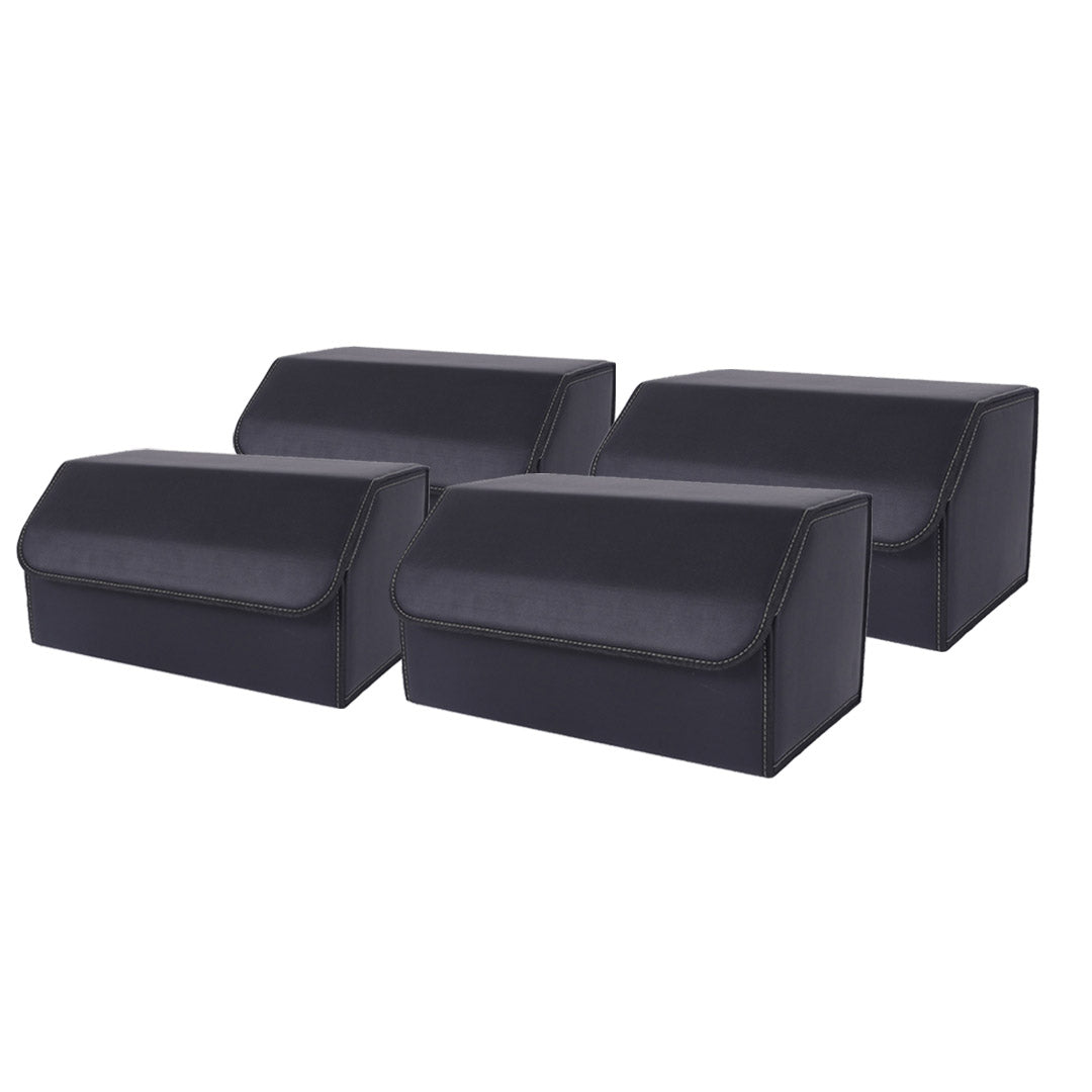 SOGA 4X Leather Car Boot Collapsible Foldable Trunk Cargo Organizer Portable Storage Box Black Large • LUZ-StorageBLKLgeX4