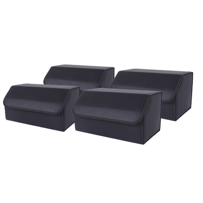 SOGA 4X Leather Car Boot Collapsible Foldable Trunk Cargo Organizer Portable Storage Box Black Large • LUZ-StorageBLKLgeX4