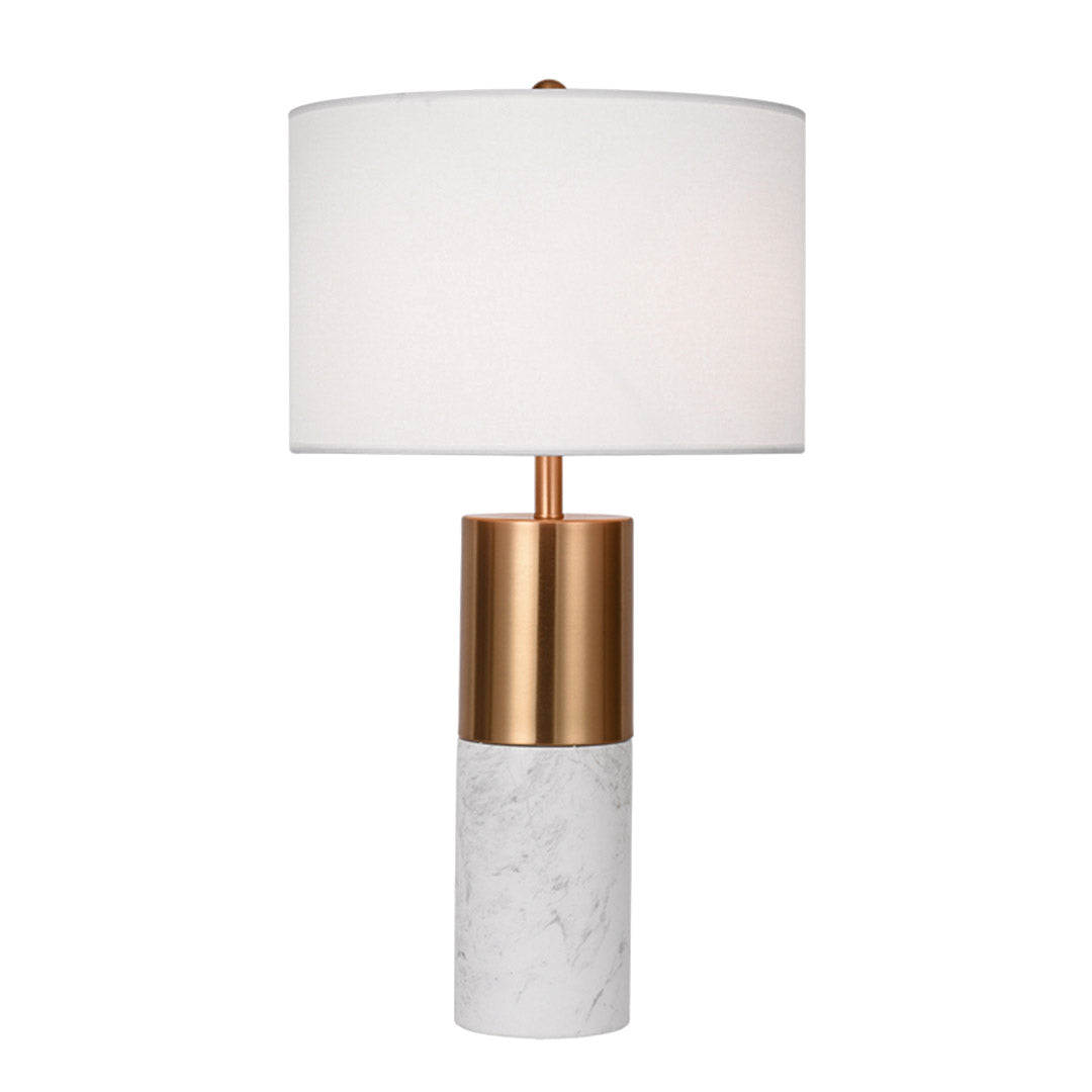 SOGA 60cm White Marble Bedside Modern Desk Table Lamp Living Room Shade with Cylinder Base • LUZ-TableLampH60