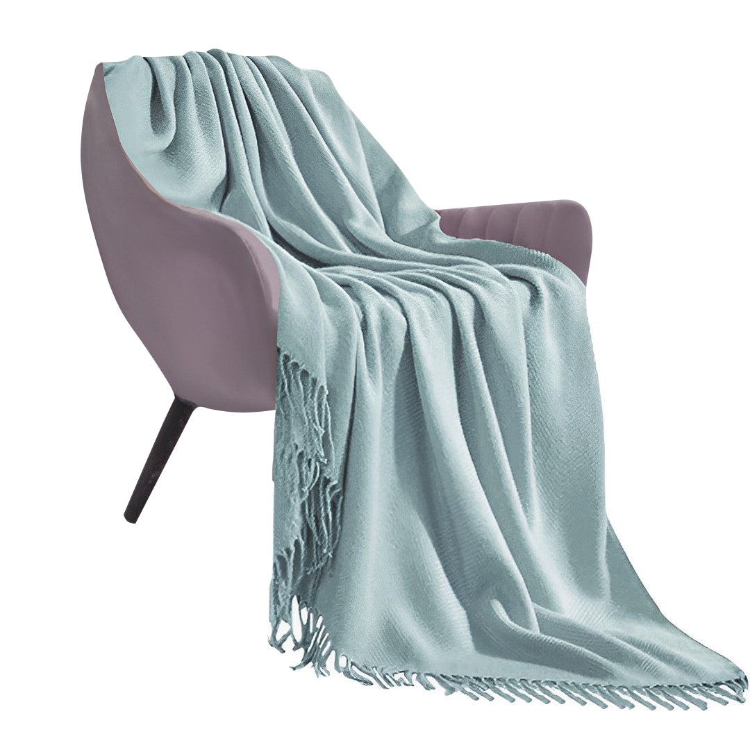 SOGA Grey Acrylic Knitted Throw Blanket Solid Fringed Warm Cozy Woven Cover Couch Bed Sofa Home Decor • LUZ-Blanket907