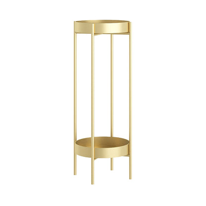 SOGA 2 Layer 80cm Gold Metal Plant Stand Flower Pot Holder Corner Shelving Rack Indoor Display • LUZ-FPotH80GLD