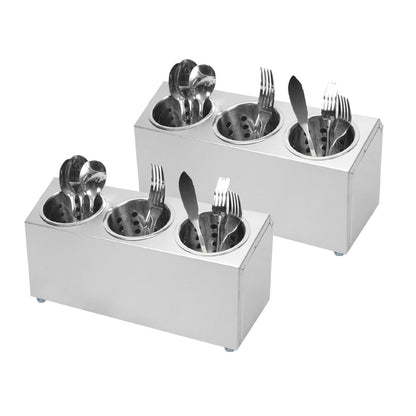 SOGA 2X 18/10 Stainless Steel Commercial Conical Utensils Cutlery Holder with 3 Holes • LUZ-CutleryHolder4601X2