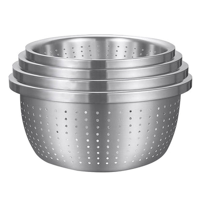 SOGA Stainless Steel Nesting Basin Colander Perforated Kitchen Sink Washing Bowl Metal Basket Strainer Set of 4 • LUZ-Bowl613