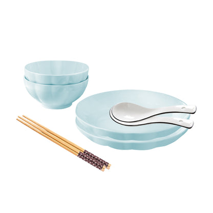 SOGA Light Blue Japanese Style Ceramic Dinnerware Crockery Soup Bowl Plate Server Kitchen Home Decor Set of 4 • LUZ-BowlG431