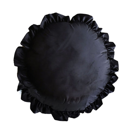 SOGA 45cm Butterfly Black Vintage Lotus Leaf Edge Round Throw Pillow • LUZ-FrenchCushion243