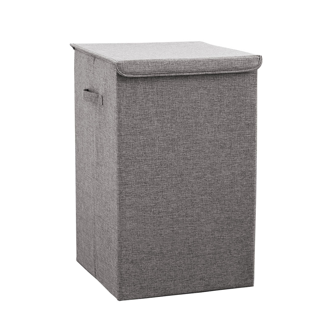 SOGA Grey Large Collapsible Laundry Hamper Storage Box Foldable Canvas Basket Home Organiser Decor • LUZ-SBox102