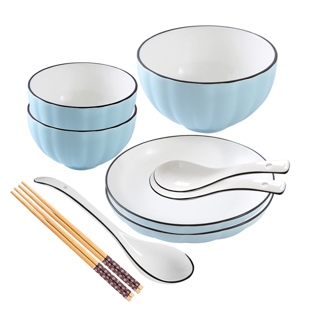 SOGA Blue Japanese Style Ceramic Dinnerware Crockery Soup Bowl Plate Server Kitchen Home Decor Set of 7 • LUZ-BowlG302