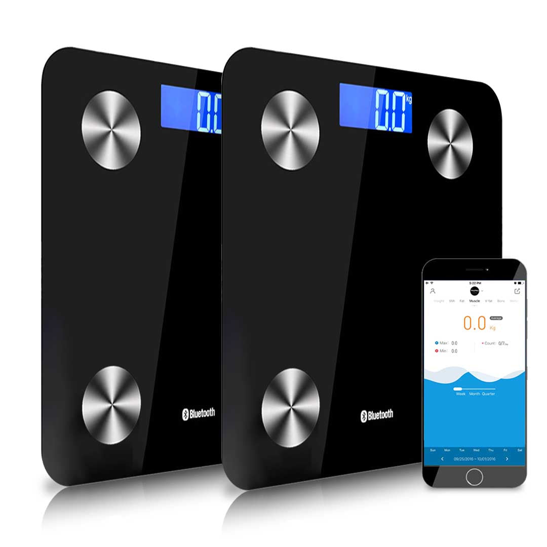 SOGA 2X Wireless Bluetooth Digital Body Fat Scale Bathroom Health Analyser Weight Black • LUZ-BodyFatScaleBluetoothBlackX2