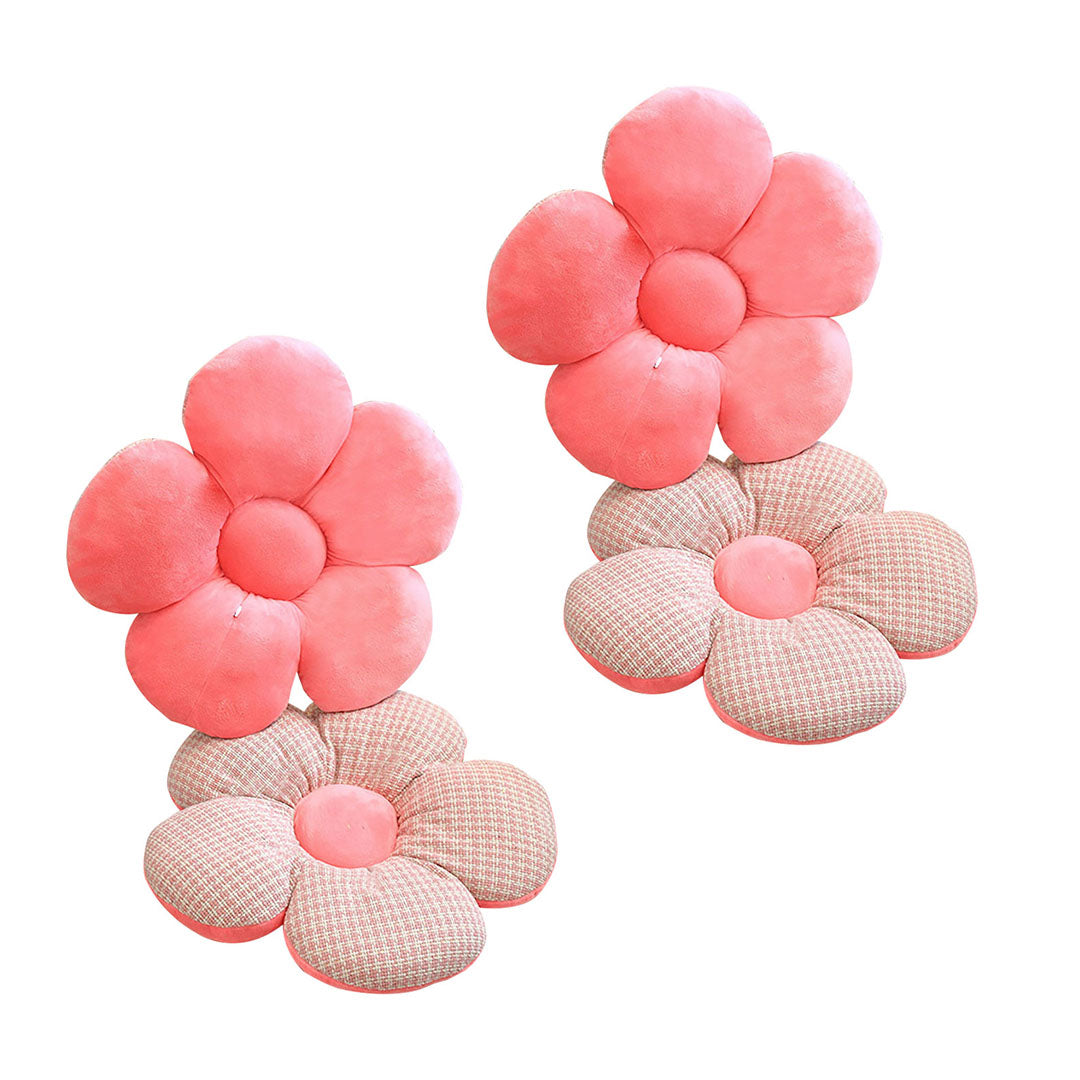 SOGA 2X Pink Flower Cushion Shaped for Floor and Sitting Throw Pillow • LUZ-SCushion098X2
