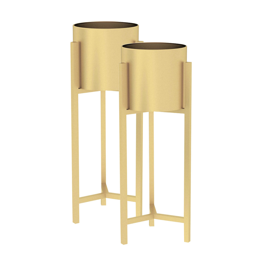 SOGA 2X 60cm Gold Metal Plant Stand with Flower Pot Holder Corner Shelving Rack Indoor Display • LUZ-FPotH62GLDX2