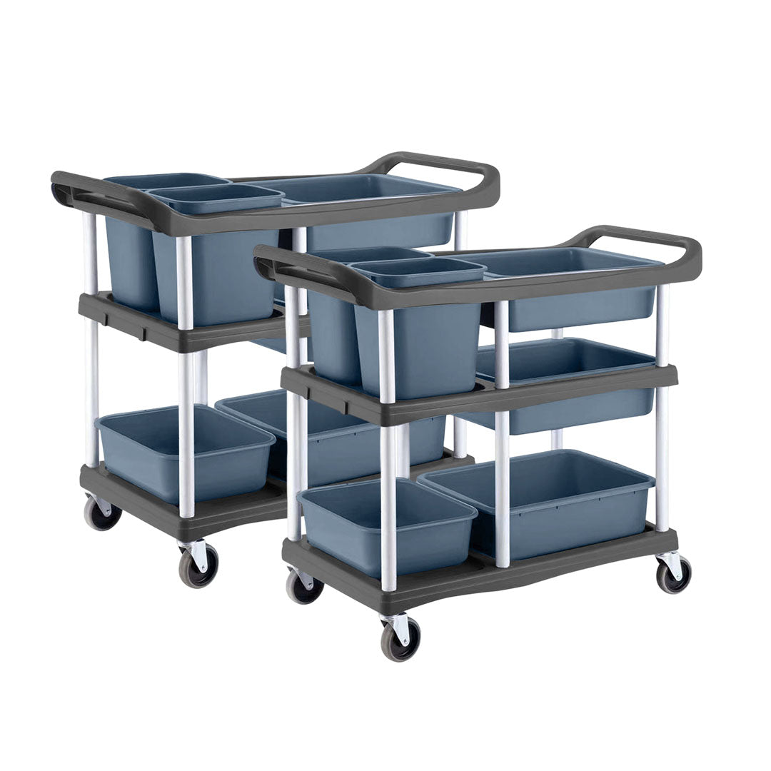 SOGA 2X 3-Tier Commercial Soiled Food Trolley Dirty Plate Cart Five Buckets Kitchen Food Utility • LUZ-FoodCart1518X2