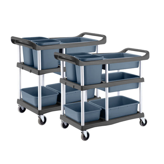 SOGA 2X 3-Tier Commercial Soiled Food Trolley Dirty Plate Cart Five Buckets Kitchen Food Utility • LUZ-FoodCart1518X2