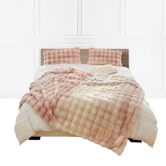 SOGA 200cm Light Pink Fur Fuzzy Super Soft and Cozy Fluffy Throw Blanket • LUZ-BlanketFur331