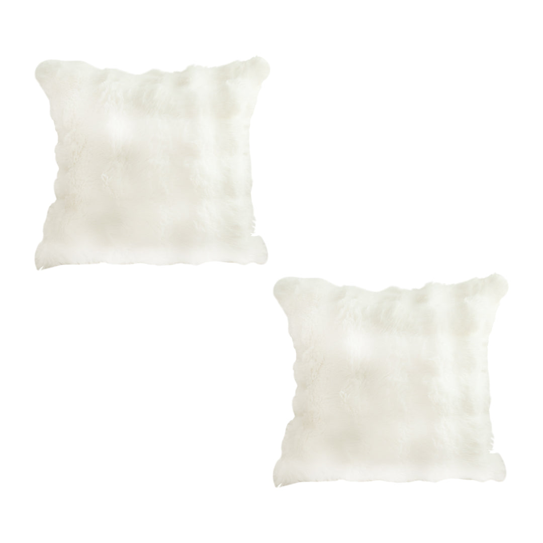 SOGA 2X 50cm Throw Pillow White Rabbit Fur Cushion Luxurious Soft Decorative Square Pillow for Living Room • LUZ-FrenchCushion301X2